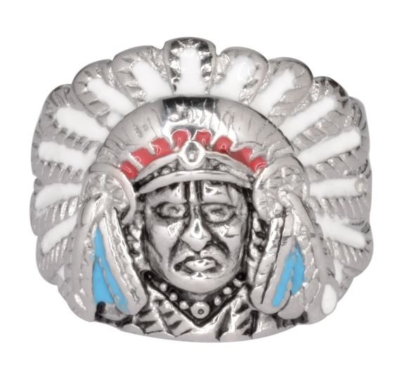 Ladies Indian Head Ring With Enamel Stainless Steel