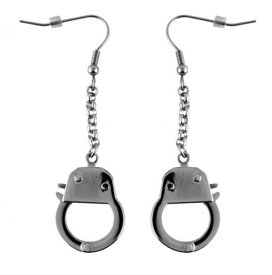 Ladies Hand Cuff Earrings Stainless Steel Motorcycle Jewelry