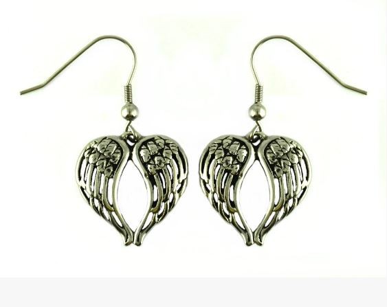 Winged Heart Stainless Steel Earrings