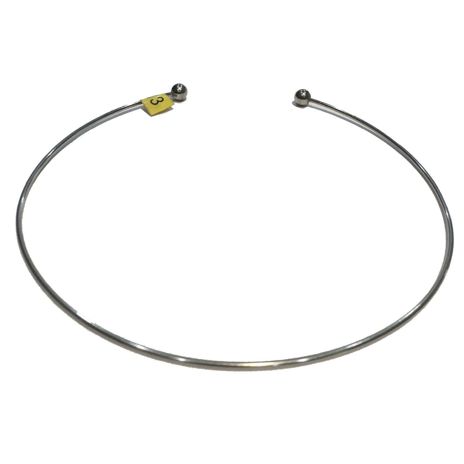 SLIDE CHOKER THIN SILVER WITH REMOVABLE BEAD ENDS STAINLESS STEEL 1/16
