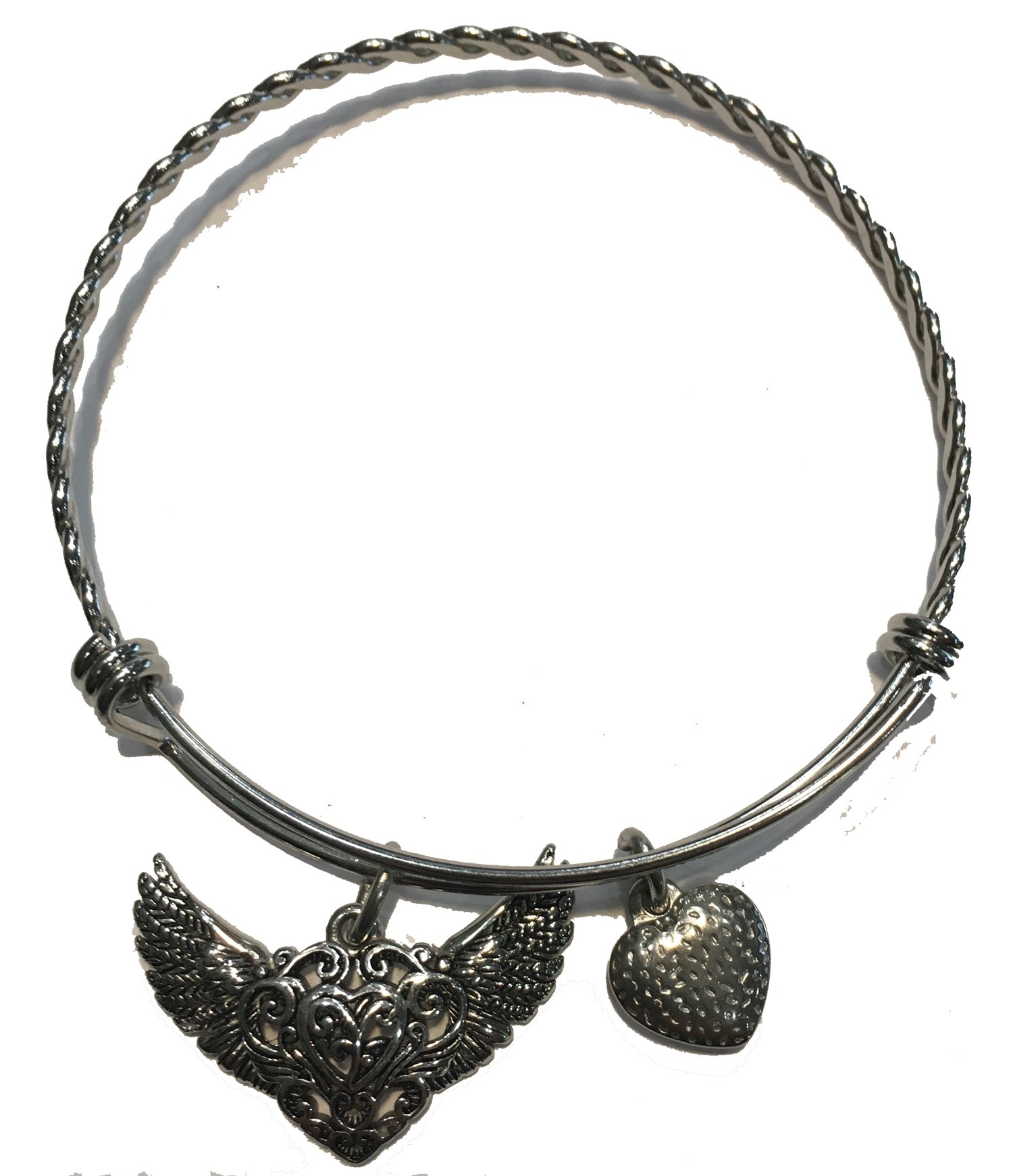 ALEX & ANI STYLE BRACELET WITH ANGEL WINGS & HEART STAINLESS STEEL