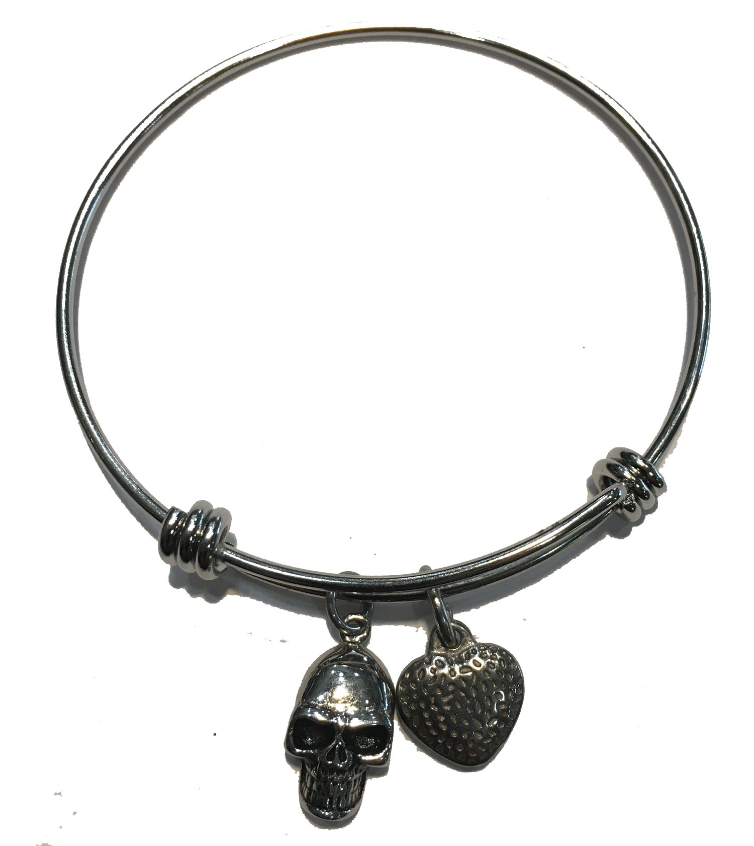 ALEX & ANI STYLE BRACELET WITH SMILING SUGAR SKULL STAINLESS STEEL
