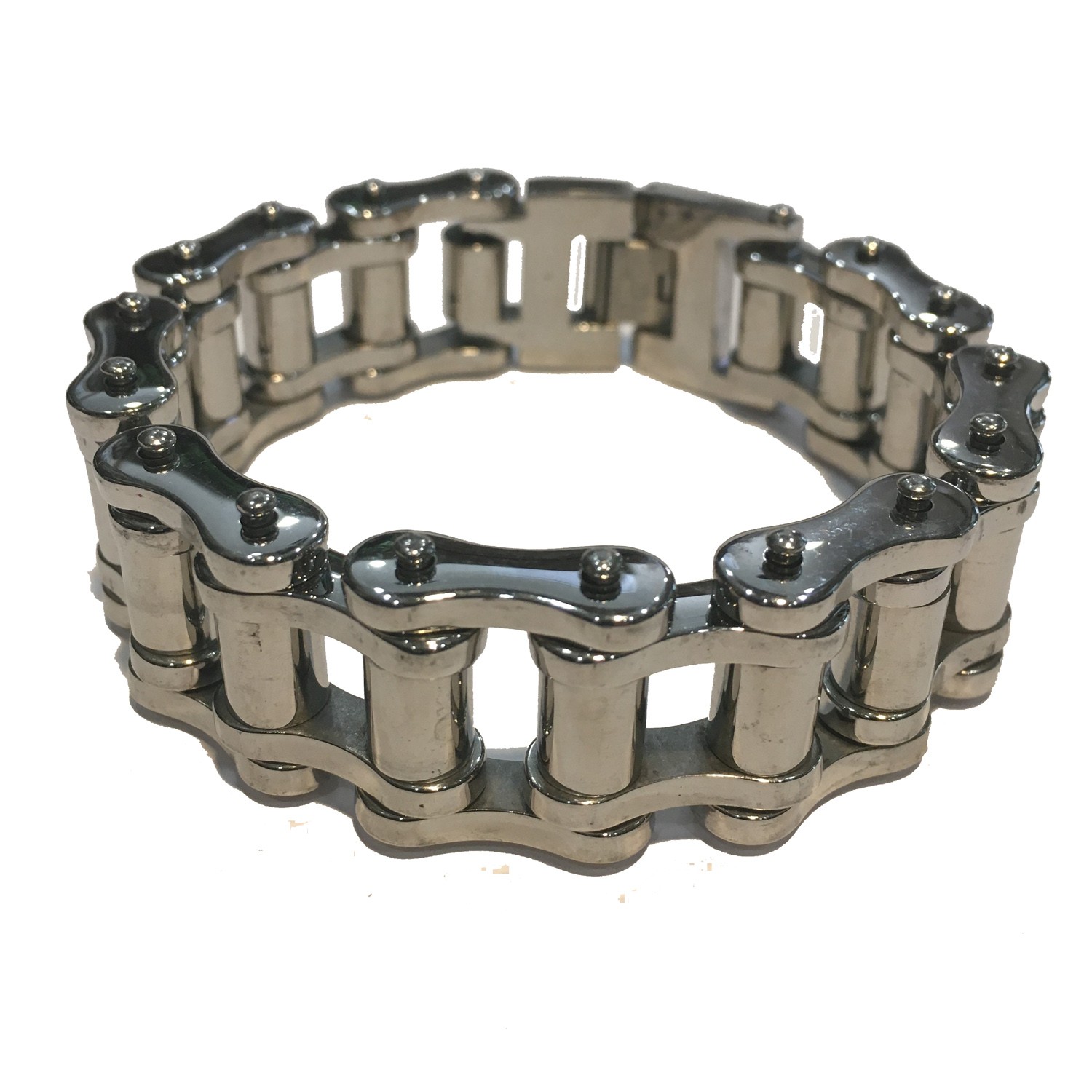 SHINY SILVER MENS MOTORCYCLE CHAIN BRACELET 8 1/2