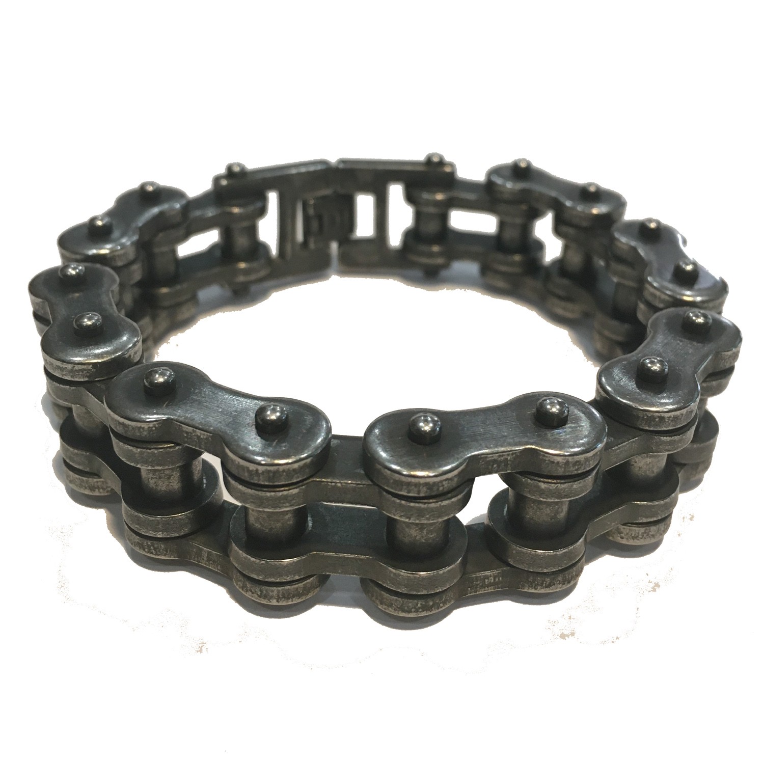 DARK GALVANIZED (DISTRESSED) MENS MOTORCYCLE CHAIN BRACELET STAINLESS STEEL 9