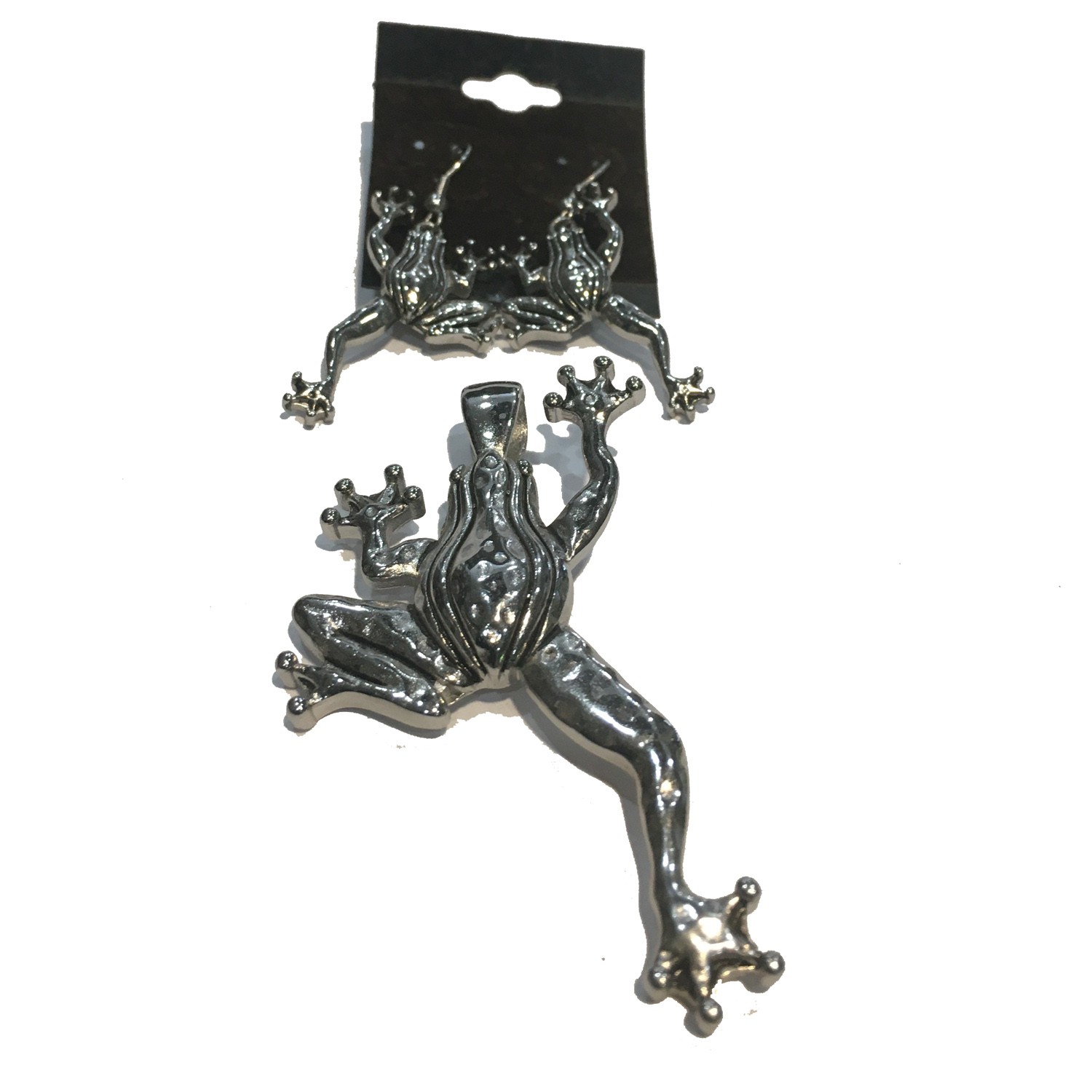 FROG PENDANT WITH MATCHING EARRINGS STAINLESS STEEL