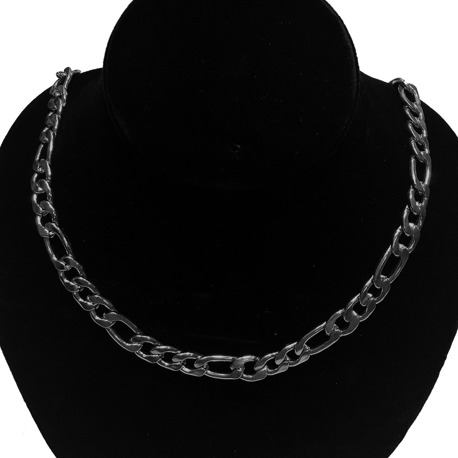 FIGARO CHAIN SHINY FINISH SILVER 10MM STAINLESS STEEL 24