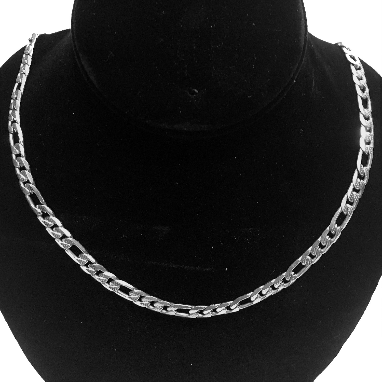 FIGARO CHAIN SHINY FINISH SILVER 7MM STAINLESS STEEL 24