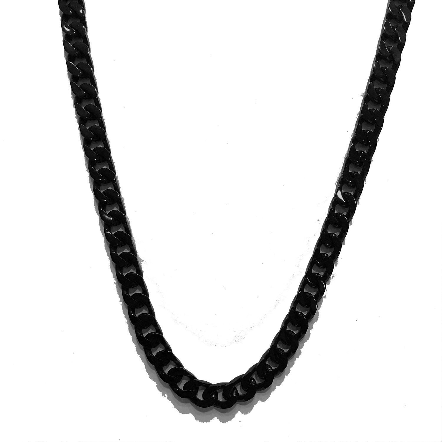 CURB CHAIN SHINY FINISH BLACK 10MM STAINLESS STEEL 24