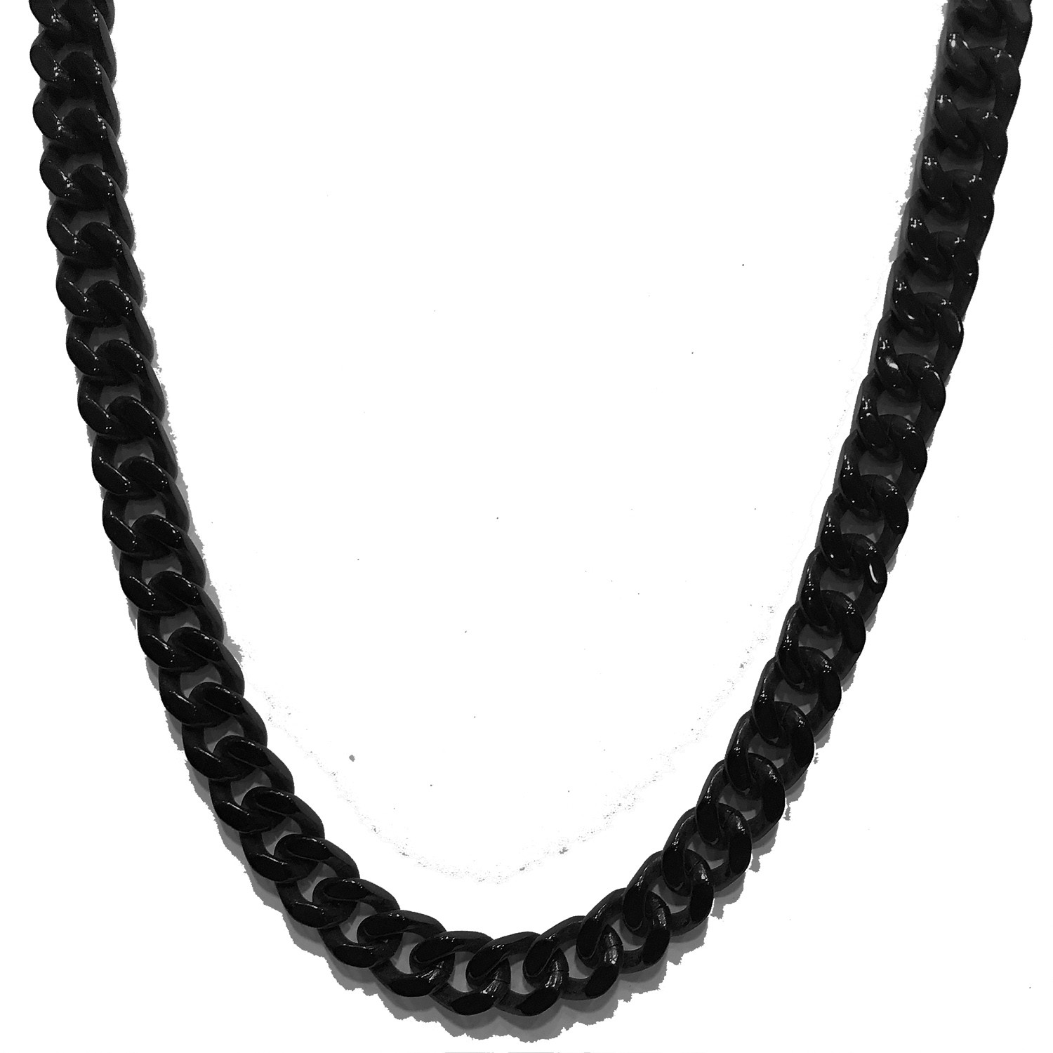 CURB CHAIN SHINY FINISH BLACK 12MM STAINLESS STEEL 24