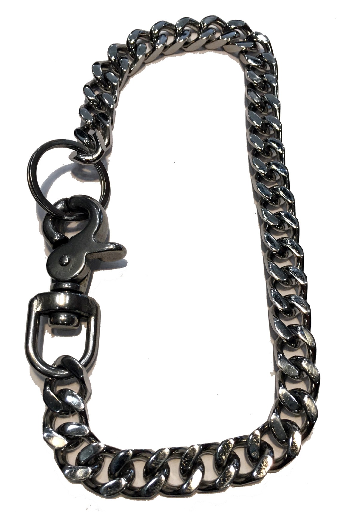 WALLET CHAIN CURB  SILVER 14MM STAINLESS STEEL 18