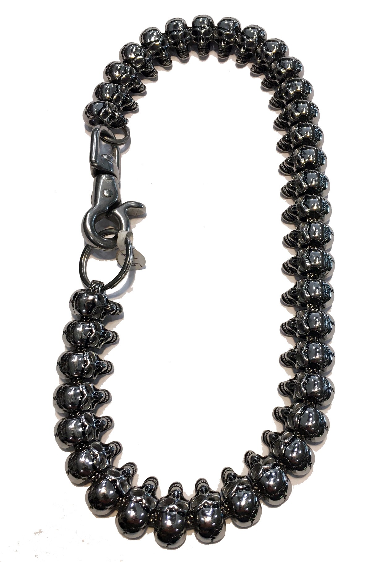 WALLET CHAIN SKULL SIDE BY SIDE  SILVER FINISH STAINLESS STEEL 18