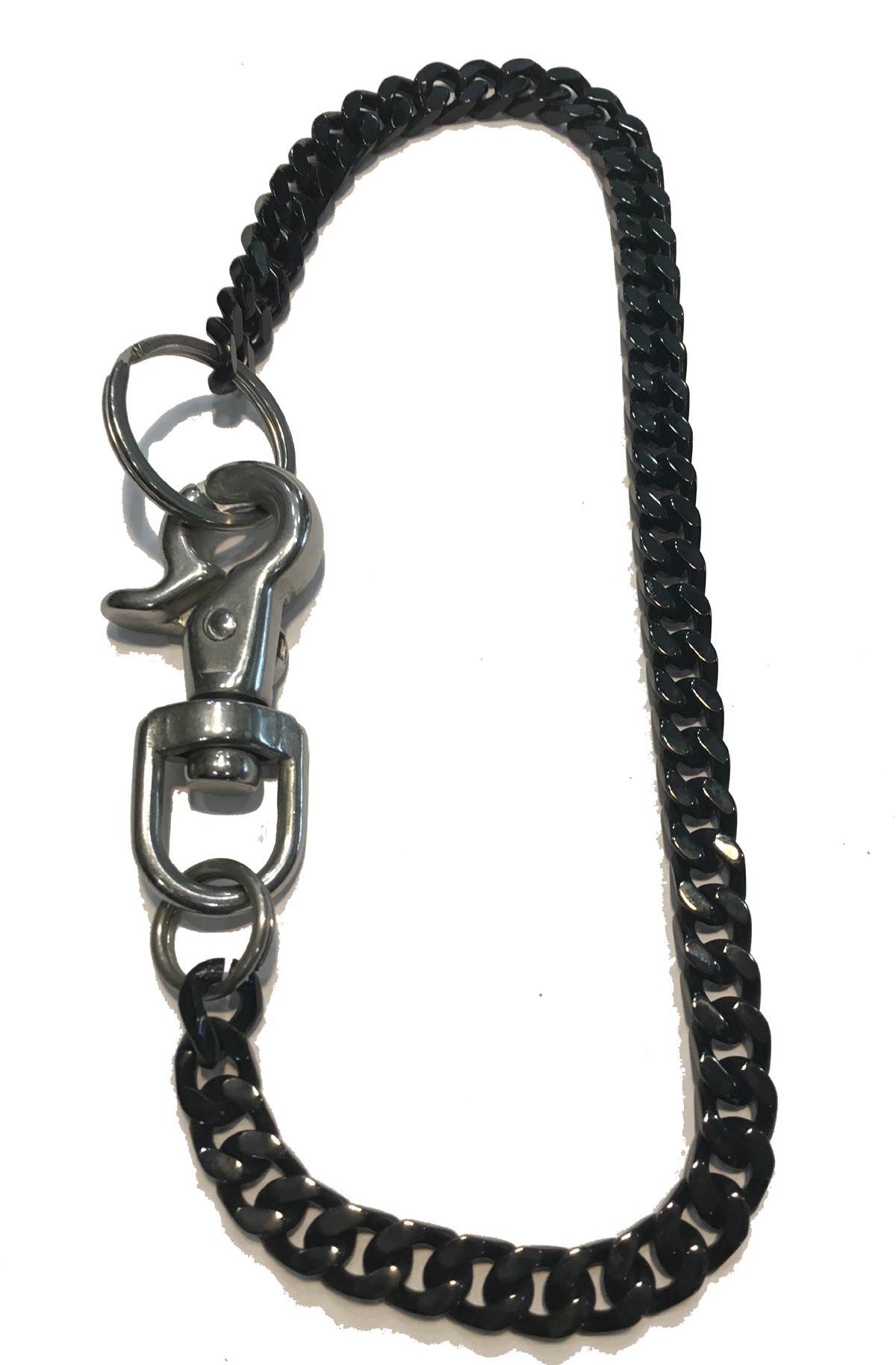 WALLET CHAIN CURB BLACK 10MM STAINLESS STEEL 18